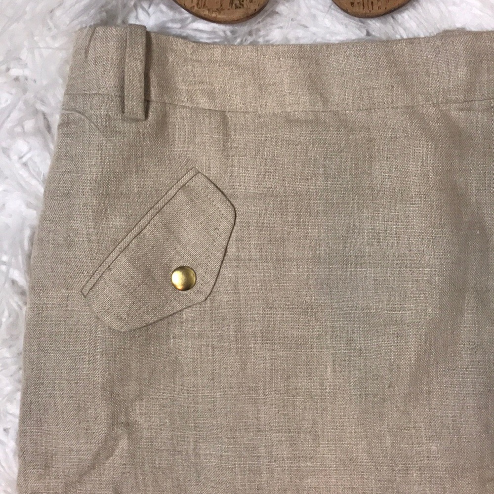 J Crew Tan Linen Zip Front Nikki Skirt - Picture 3 of 6